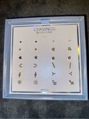 BNIB Cravings by Gold Cake Brass/Gold Plated 10 sets of Earrings